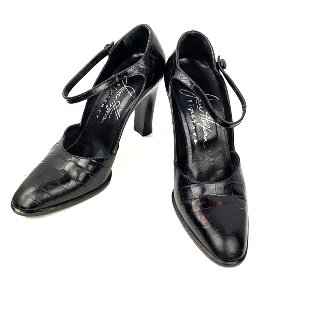 Joan Helpern Black Leather Heels 6.5